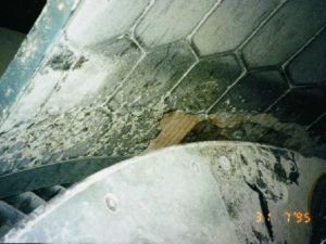 A-1: The failed lining from cast basalt in cement separator before the reparation