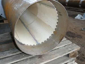 Antiabrasive lining from material Keralox in inside part of burner (cement factory)