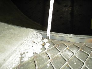 Detail antiabrazivní výstelky z materiálu Tribet